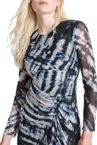 Šaty Dkny L/S Crew Neck Ruched Blk/Blue