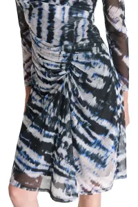 Šaty Dkny L/S Crew Neck Ruched Blk/Blue
