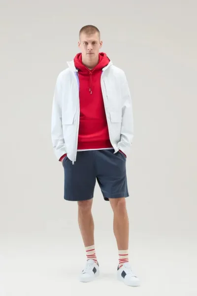 Mikina Woolrich Logo Script Hoodie Sky Red