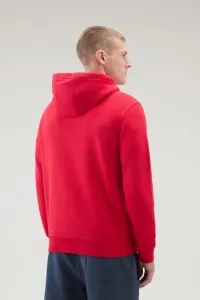 Mikina Woolrich Logo Script Hoodie Sky Red