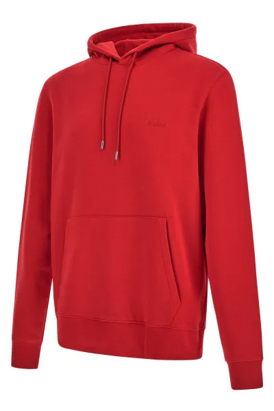 Mikina Woolrich Logo Script Hoodie Sky Red