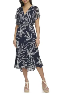 Šaty Dkny V-Neck Flutter Sleev Navy/Ivory
