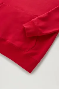 Mikina Woolrich Logo Script Hoodie Sky Red