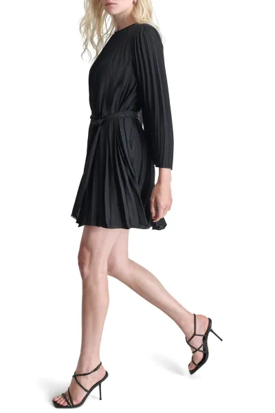 Šaty Dkny L/S Pleated A-Line Black