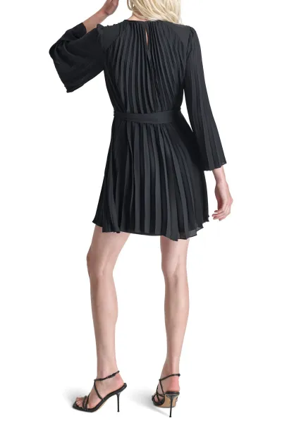Šaty Dkny L/S Pleated A-Line Black