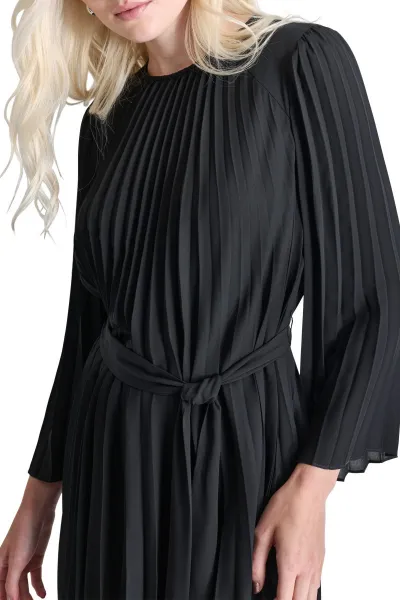 Šaty Dkny L/S Pleated A-Line Black