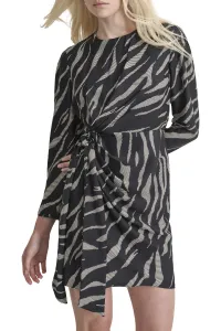 Šaty Dkny L/S Side Knot A-Line Blk/Pnk Multi