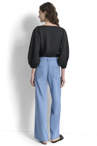 Džínsy Dkny Wide Leg Tencel Jean Montauk Wash