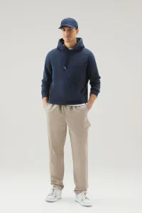 Mikina Woolrich Logo Script Hoodie Melton Blue