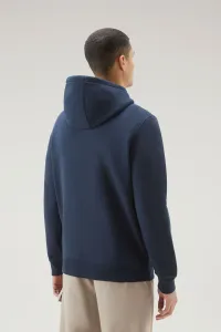 Mikina Woolrich Logo Script Hoodie Melton Blue