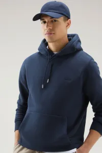 Mikina Woolrich Logo Script Hoodie Melton Blue