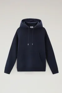 Mikina Woolrich Logo Script Hoodie Melton Blue