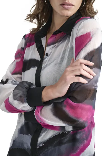 Košeľa Dkny L/S Prnt Chiffon Btt Grey Geod
