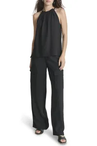 Tričko Dkny S/L Hltr Crnkl Blse Black