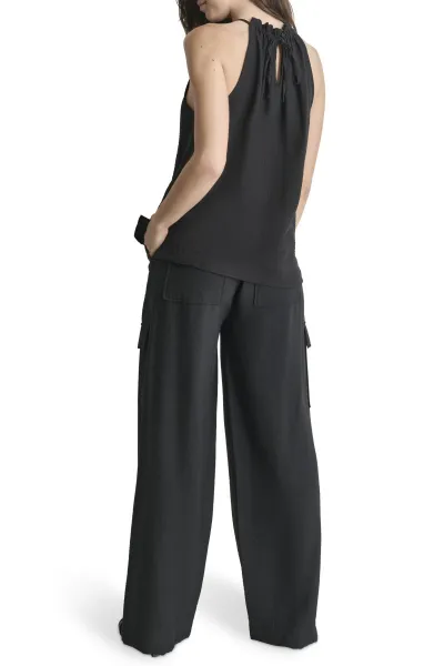 Tričko Dkny S/L Hltr Crnkl Blse Black