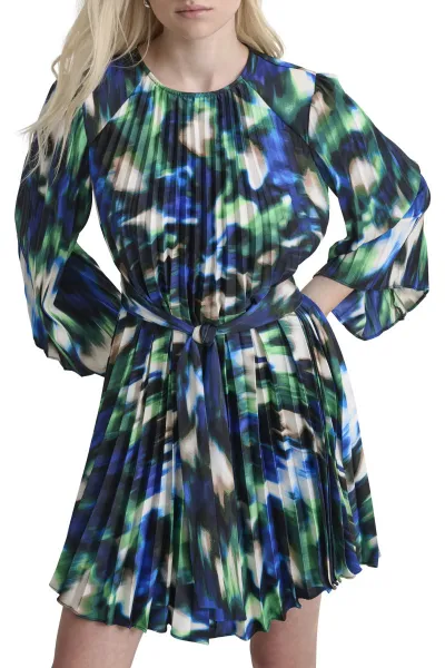 Šaty Dkny L/S Pleated A-Line Blk/Blue