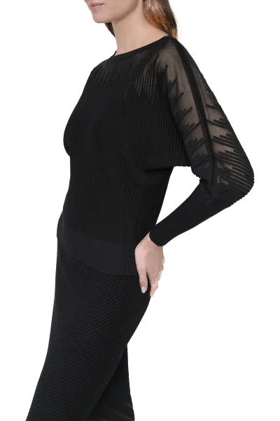 Sveter Dkny L/S Patterned Sheer Black