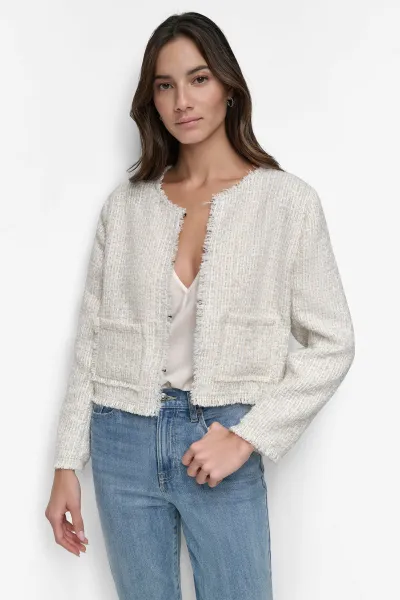 Sako Dkny Cropped Jacket Eggng Plaid