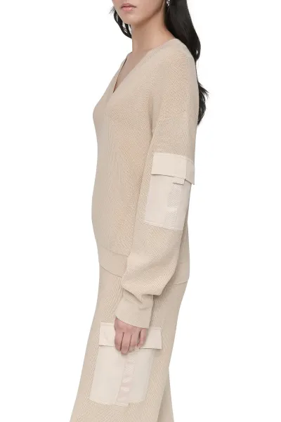 Sveter Dkny L/S Vnck Swtr W/ Sat Chino Khaki