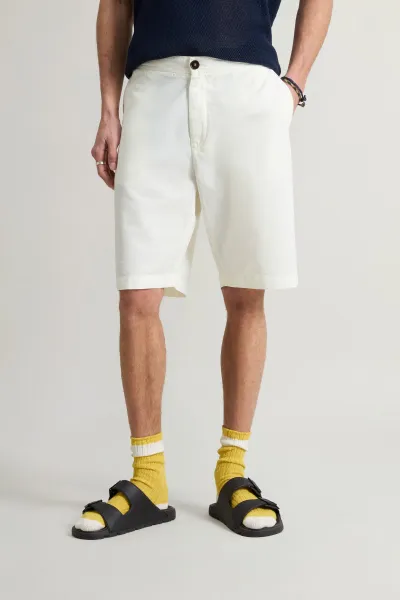 Šortky Woolrich Linen Blend Shorts Feather White