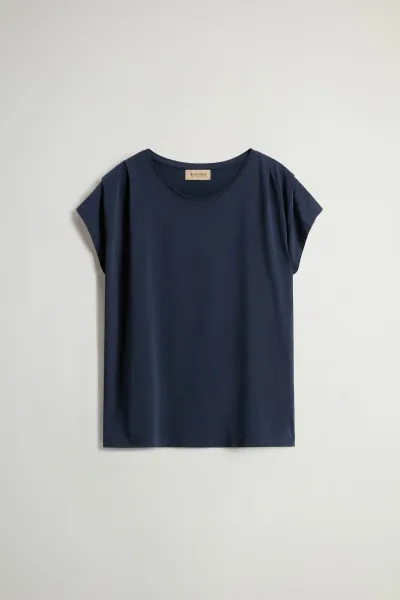 Tričko Woolrich Pleated T-Shirt Melton Blue