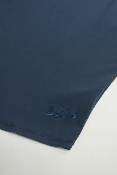 Tričko Woolrich Pleated T-Shirt Melton Blue