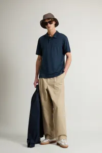 Polokošeľa Woolrich Linen Polo Melton Blue
