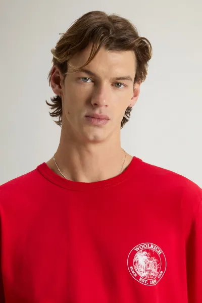 Tričko Woolrich Graphic T-Shirt Barbados Cherry