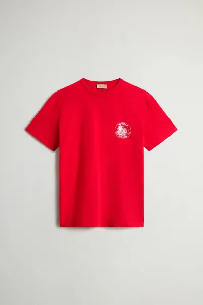 Tričko Woolrich Graphic T-Shirt Barbados Cherry