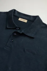Polokošeľa Woolrich Linen Polo Melton Blue