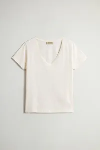 Tričko Woolrich Slub Cotton V-Neck Jet Stream
