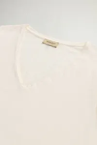 Tričko Woolrich Slub Cotton V-Neck Jet Stream
