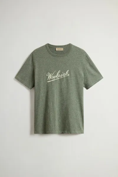 Tričko Woolrich Mouline Jersey Logo T-Shirt Greenstone