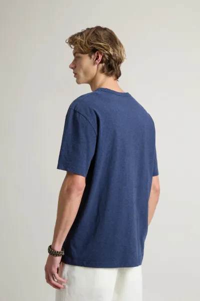Tričko Woolrich Mouline Jersey Logo T-Shirt Melton Blue