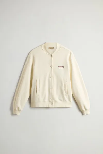 Mikina Woolrich Classic Fleece Bomber White
