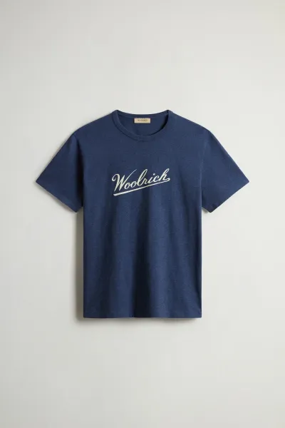 Tričko Woolrich Mouline Jersey Logo T-Shirt Melton Blue