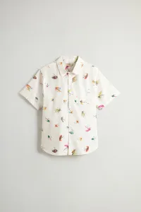 Košeľa Woolrich Printed Cotton Poplin Shirt White Hook