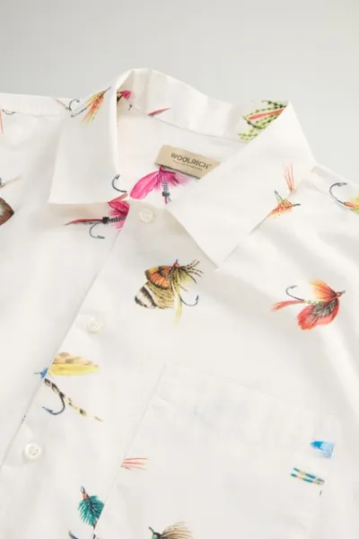 Košeľa Woolrich Printed Cotton Poplin Shirt White Hook