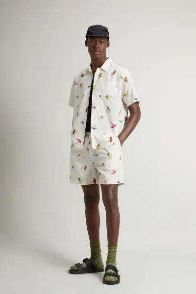 Košeľa Woolrich Printed Cotton Poplin Shirt White Hook