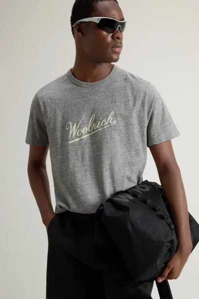 Tričko Woolrich Mouline Jersey Logo T-Shirt Medium Grey
