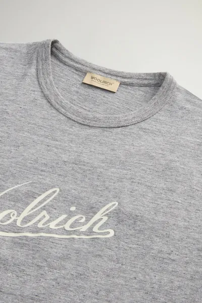 Tričko Woolrich Mouline Jersey Logo T-Shirt Medium Grey