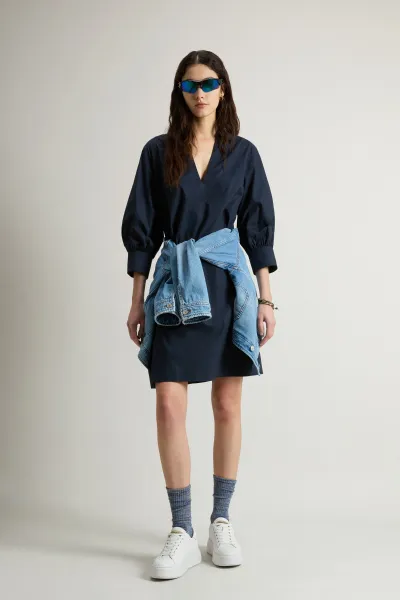 Šaty Woolrich Tunic Short Dress Melton Blue