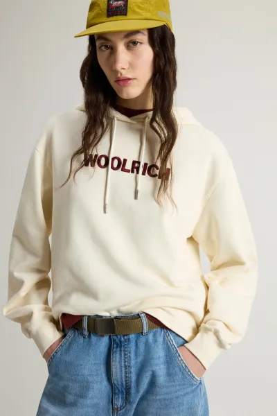 Mikina Woolrich Classic Fleece Hoodie White