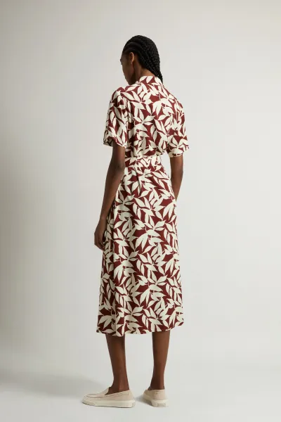 Šaty Woolrich Printed Fluid Dress Red Leaf
