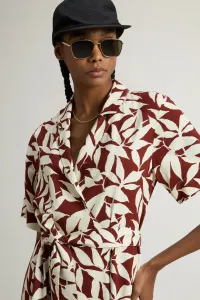 Šaty Woolrich Printed Fluid Dress Red Leaf