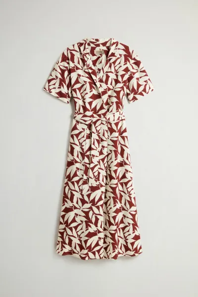 Šaty Woolrich Printed Fluid Dress Red Leaf