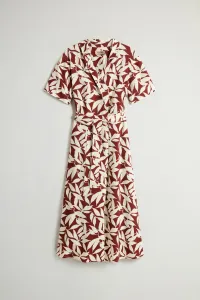 Šaty Woolrich Printed Fluid Dress Red Leaf