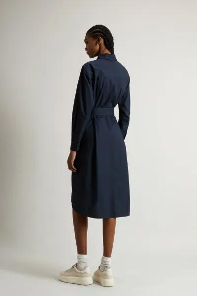 Šaty Woolrich Belted Shirt Dress Melton Blue
