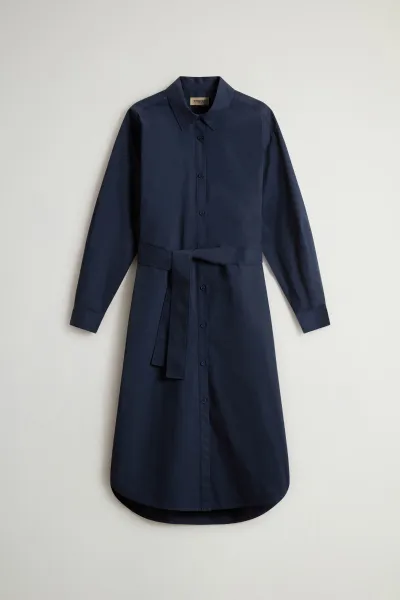 Šaty Woolrich Belted Shirt Dress Melton Blue