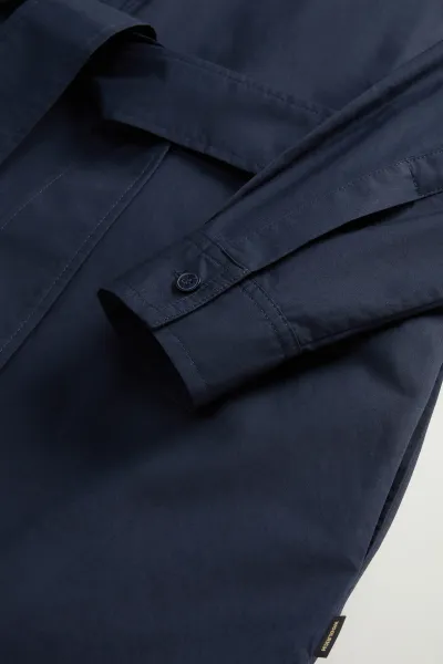 Šaty Woolrich Belted Shirt Dress Melton Blue